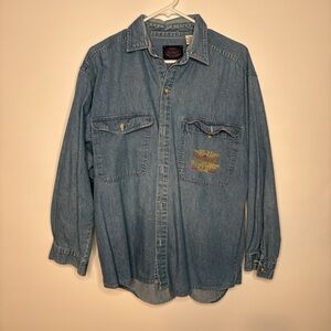 Vintage Pacific Coast Highway Denim Society Button Front Shirt Size Medium